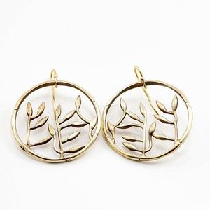 Gold Bamboo and Vine Hoop Earrings